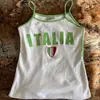 Nuevo Top Chaleco de Verano con Tirantes y Estampado de Letras, Estilo Simple, Ajustado al Cuerpo, Moda Callejera Europea y Americana