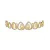 Grillz de hip-hop, popular diseño hueco en forma de lágrima, completamente incrustado con circonia microincrustada, nuevo accesorio de rap estilo callejero para marcadores de tendencias