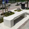 Banqueta Longa de Pedra Artificial Branca Simples Cimento Pré-fabricado Banco para Rua de Pedestres Assento de Espera Banqueta de Lazer Fabricante
