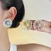 Exquisitos Pendientes de Perlas con Flores Coloridas Estilo Francés para Mujer, Nicho de Alta Gama Lujo Ligero Personalidad Temperamento Versátiles Pendientes Nuevos