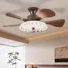 Ventilador de techo retro estilo francés con potente flujo de aire, nuevo modelo 2026, ventilador de techo y luz integrados para comedores, diseño creativo de mediados de siglo para dormitorios