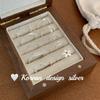 Anillo Abierto de Flor Geométrica de Aguamarina de Plata de Ley 925 Coreano para Dedo Índice de Mujer Estilo Ins de Nicho Combinación Fría