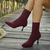 Comercio Exterior Botas Martin Mujer 2026 Otoño Invierno Nuevo Estilo Coreano Moda Punta Fina Tacón Alto Tejido Elástico Adelgazantes Botas Mujer