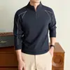Sudadera de punto gofre con media cremallera para hombre De Rong, nueva colección otoño/invierno 2026, de manga larga, cuello alto, informal y adecuada como capa base