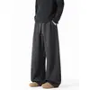 Calça Esportiva Masculina Deconstructed Cinza Escuro Peso Pesado Marca Moderna Ajuste Limpo Solta Caimento Casual Perna Larga