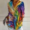Estación Independiente Explosiones Camisa de Verano para Mujer Nueva Tendencia Europea y Americana Camisa de Siete Mangas Estampado de Animales Camisa 3D