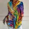 AliExpress Europa y Estados Unidos transfronterizo caliente moda femenina camisa larga primavera verano otoño camisa de manga larga impresión 3D