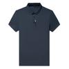 Polo Masculino Waffled de Seda Gelada com Gola Lapela Business Versátil Manga Curta Moda Masculina Tendência Estampado Casual Camiseta para Homem