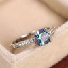 Joyería de Venta Caliente Transfronteriza Anillo de Diamante Azul Zafiro de Circonita Micropavé para Mujer Anillo de Compromiso Sencillo Europeo y Americano Venta al por Mayor