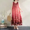 Nuevo vestido largo sin mangas de estilo resort costero con fruncido en la cintura para mujer, talla grande, adelgazante, para mujeres de talla grande, vestido largo con tiras para la playa