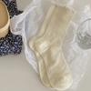 Meias Brancas Finas de Malha Respirável para Verão Feminino 2025 Novo Estilo Meias Largas com Babados