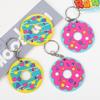 Llavero creativo de PVC con forma de donut de diamante, colgante de dibujos animados, gotas de pegamento suave, bonito accesorio de decoración para bolsos.