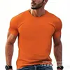 [Camiseta de Algodão Tamanho Europeu] Camisetas de Algodão Penteado de Manga Curta para Homens e Mulheres Cor Lisa Camisa Básica de Base Fornecimento Atacadista Verde Militar