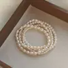 Pulseira de Pérolas de Água Doce Naturais, Não Precisa Remover ao Lavar as Mãos, Pulseira de Pérolas Arroz Prata de Lei 925, Atacado