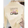 Camiseta Tendência Outono e Inverno em Veludo Alemão de Manga Longa com Bordas Franzidas para Bebês Meninas, Blusa Interna Fashion, Camiseta Básica Casual para Meninas