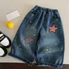 Pantalones para Niños 2026 Otoño Nuevas Llegadas Niños y Niñas Color Lavado Pantalones de Mezclilla con Estrellas Pantalones de Estrellas Parche de Colores para Bebé