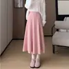 Falda de Punto de Línea A Adelgazante de Cintura Alta Nueva para Primavera 2026 para Mujer, Falda de Lana Suave y Dulce de Color Sólido de Longitud Media