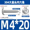 Tornillos Autorroscantes de Acero Inoxidable 304 de Cabeza Plana Grande con Hexágono Interior Tornillos Autorroscantes de Cabeza de Champiñón Todos M2M3M4M5M6M8