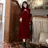 Vestido Toast de Manga Longa Slim Fit para Noiva Veludo Casamento Noivado Elegante Vestido de Noite para Pequeno Vermelho Uso Normal