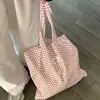 Bolso de Hombro Individual Estilo Coreano para Viajes Cotidianos Bolso de Lona Artístico con Lunares Gran Capacidad Estilo Perezoso para Estudiantes Mujeres Clase