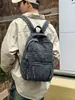 Mochila de lona de mezclilla lavada estilo japonés, bolsa para estudiante universitario, unisex, casual, a la moda, mochila de viaje simple