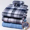 Camisas de Algodón Oxford a Cuadros de Manga Larga para Hombre para Primavera e Invierno, Versátiles Resistentes al Frío Camisas de Negocios para Caballero con Estampado Flock, Venta al por Mayor