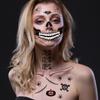 Venta Caliente Transfronteriza Halloween Calavera Divertida Pegatinas de Tatuaje Mascarada Cicatriz Horror Pegatinas Faciales Impermeables