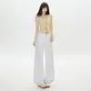 Calça Jeans Wide Leg Floral Juvenil Estilo Coreano Outono 2025 para Mulheres Cintura Alta Solta Estampa Única Barra Reta Versátil para Mulheres