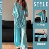 Conjunto casual para casa talla extra con mangas largas y pantalones largos, modelo nuevo adecuado para usar al aire libre, pijama fino estilo nuevo primavera-verano 2026