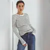 Suéter de rayas europeas y americanas 2026 Otoño Nuevo Estilo Temperamento Commute Casual Capa Base Tejido de Lana Camiseta Ropa Interior Suéter