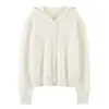 Cardigan de Punto con Capucha para Mujer, Invierno, Nuevo, 100% Cachemir, Diseño Único, Versátil, Color Sólido