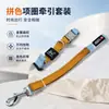Conjunto de duas peças em estoque de fábrica de coleira e guia para cães em blocos de cor, nylon resistente ao desgaste com fivela de metal, conjunto para passeios de cães atacado