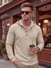 2026 Fronteira Amazon Hoodies Waffle Masculinos Tops Botão Soltos Camisetas Manga Longa Camisas Henley Casuais
