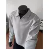 Camisa polo Henley de manga larga para hombre Cleanfit, adecuada para primavera y otoño, con un estilo retro americano, un corte holgado y un diseño de color liso