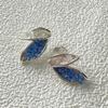Pendientes de mujer simples, elegantes y brillantes, chapados en oro real, con cristal de diamante, forma de hoja, clip para oreja tipo espiral para mosquitos, sin perforación