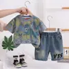2026 Nuevo Traje de Verano para Niños Ropa Nueva de Niños Verano Manga Corta Pantalones Cortos de Moda Niños Mayoreo Comercio Exterior
