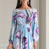 Sitio independiente europeo y americano Amazon transfronterizo primavera y verano nuevo elegante y estiloso estampado vestidos europeos y americanos para mujer