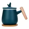 Copo de Cerâmica para Separação de Chá e Água, Copo para Beber, Caneca de Escritório com Tampa, Copo de Chá com Filtro, Caixa de Presente de Cerâmica Grossa