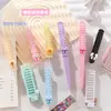 Peine de dibujos animados macaron con lazo y espina de pescado, peine pequeño lindo para trenzar el cabello de las niñas, peine portátil para peinar el cabello en casa
