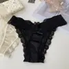 Calcinhas Fio Dental Femininas, Cetim Puro, Renda Doce, Roupa Íntima para Jovem, Estilo Japonês, Sexy, Cintura Média-Baixa, Amigo da Pele, Respirável, Macio