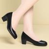 Una generación de zapatos de trabajo de azafata, zapatos de cuero negro para mujer, zapatos de trabajo de tacón grueso para mujer, zapatos de entrevista de carrera cómodos con suela suave