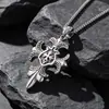 Atacado de joias aço titânio dominante caveira pingente personalidade masculina pingente de colar cruz retrô SP530