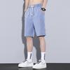 Pantalones cortos de tela Lyocell Tencel de cinco puntos para hombre, holgados, de talla grande, informales, finos, con cordones y a la moda.