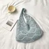 Bolsa de tricô casual vazada estilo coreano para mulheres, nova bolsa tote de palha grande capacidade para o verão de 2026, bolsa de praia