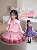 Vestido Tutu de Outono para Meninas, Vestido de Princesa Cartoon Infantil, Novo Conjunto Elegante de Duas Peças com Colete Tutu Infantil
