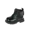 Botas de Cuero Estilo Británico para Niñas Otoño/Invierno 2026 Nuevas Botas Cortas Cálidas de Suela Suave con Felpa Moda de Corte Bajo Botas Individuales Botas Martin