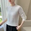 Caché Sin Costuras Tejido de Piña Nuevo Otoño e Invierno Versátil para Mujer Cuello Redondo Base de Lana para Usar por Dentro y por Fuera