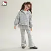 Conjunto Casual de Duas Peças com Capuz Estilo Novo 2026 para Meninas, Estampa de Desenho Animado Macia e Fofa, para Crianças Maiores, Verão