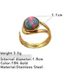 Anillo Dorado Multicapa de Acero de Titanio Transfronterizo Europeo y Americano Estilo Retro Francés Piedra Natural Colorida de Nicho Versátil de Alta Gama