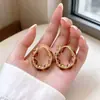 Artístico Retro Otoño Invierno Maillard Brillo Diamante Aro Redondo para Oreja Pendientes de Moda con Personalidad Exquisitos de Lujo Ligero Joyería Versátil para Oreja